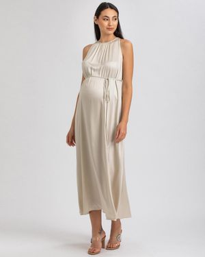 PIETRO BRUNELLI MATERNITY Maternity Sleeveless Satin-touch Special Occasions Clarissa Dress - Natural