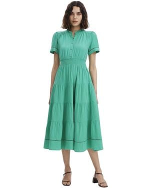 Finery London Natalia Cheesecloth Midi Dress - Green