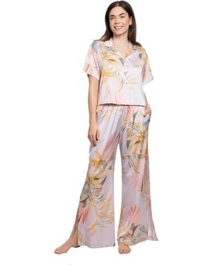 MIDNIGHT BAKERY Short-sleeve Top And Pull-on Pajama Pants - White