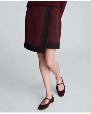 Kenneth Cole Lace Trim Asymmetric Wrap Skirt - Purple