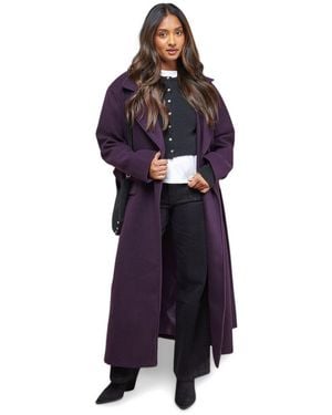 Oasis Tie Belt Detail Midi Coat - Blue
