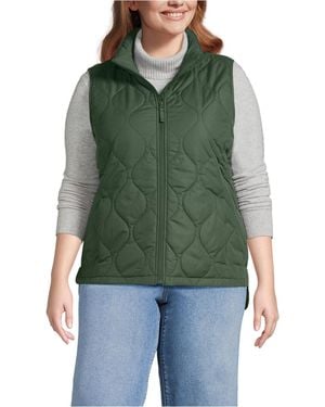 Lands' End Plus Size Featherfree Onion Quilted Insulated Vest - Green