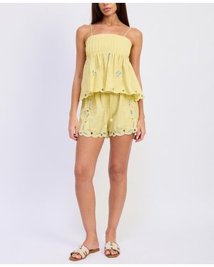 En Saison Elastic Waistband Self-tie Shorts - Yellow