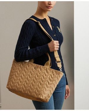 Ralph Lauren Quilted Extra Large Stevie Zip Tote Bag - Blue