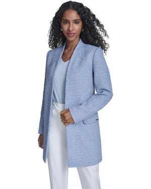 Calvin Klein Tweed Topper Long-sleeve Open-front Blazer - Blue