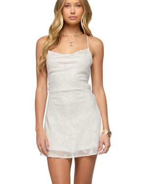 Edikted Velvet Embroidered Backless Mini Dress - White