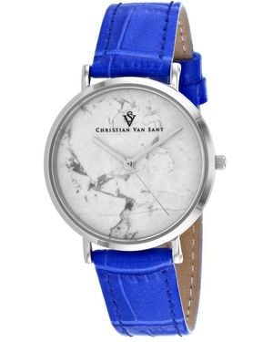 Christian Van Sant Lotus White Dial Watch - Blue
