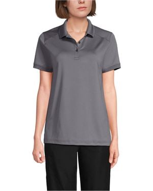 Lands' End Short Sleeve Rapid Dry Polo Shirt - Gray