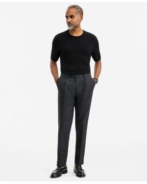 Michael Kors Classic-fit Flannel Solid Pants - Black