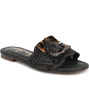Sam Edelman Bambi Raffia Buckle Slide Sandals - Black