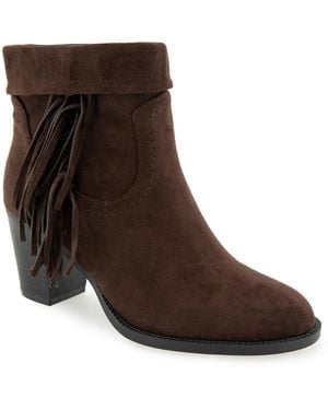 Kenneth Cole Scarlett Western Inspired Fringe Ankle Booties - Brown