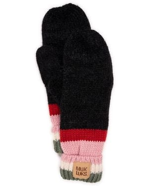 Muk Luks Eyelash Mixed Ribbed Mitten - Black