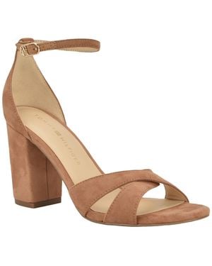 Tommy Hilfiger Zuline High Block Heel Dress Sandals - Natural
