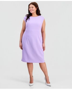 Kasper Plus Size Sleeveless Crepe Sheath Dress - Purple