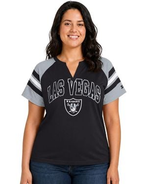 Starter Plus Size Las Vegas Raiders Game On Notch Neck Raglan T-shirt - Black