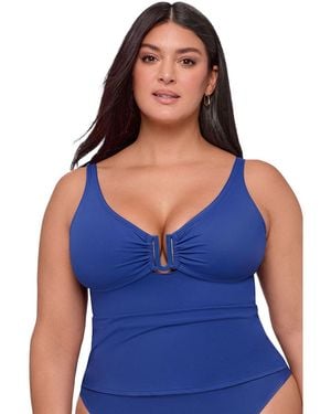 S3 Apparel Supportive And Sculpting U-wire Tankini Swimsuit Top - Blue