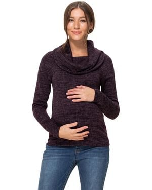 Hello Miss Maternity Cowl Neck Long Sleeve Knit Sweater - Blue