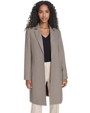 Tommy Hilfiger Houndstooth Pattern Topper Long Jacket - Gray