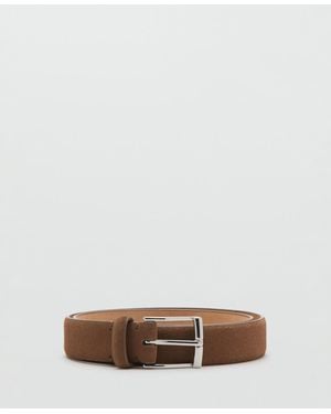 Mango Suede Leather Belt - Brown
