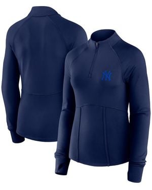 Fanatics New York Yankees Elements Raglan Tri-blend Quarter-zip Top - Blue
