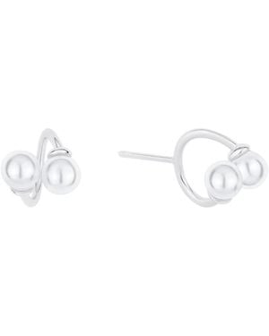 And Now This White Imitation Pearl Ear Bud Holder Earring