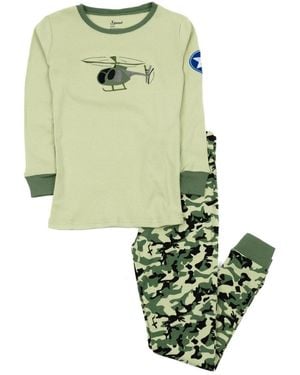 Leveret Toddler Boys Two-piece Cotton Long Sleeve Shirt And Pants Pajama Set - Green