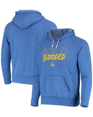 Majestic Threads Golden State Warriors Mantra Tri-blend V-neck Raglan Pullover Hoodie - Blue