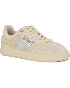 Nine West Linehan Round Toe Lace-up Sneakers - White