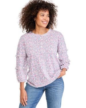 Style & Co. 3/4-sleeve Henley Knit Blouse - Purple