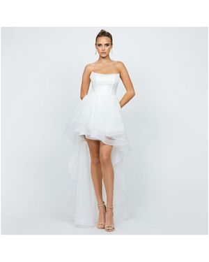 Bariano Evangeline Strapless Hi Lo Gown - White