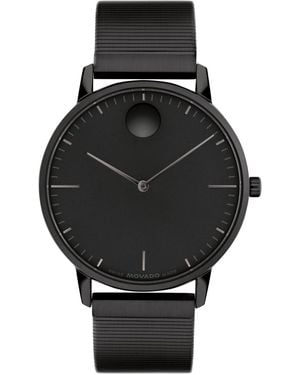 Movado Face Swiss Quartz Ionic Plated Steel Watch 41mm - Black