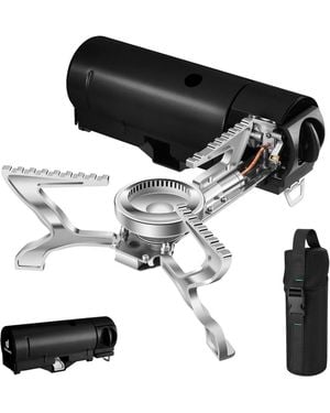 Aofar Portable Camping Stove Butane 1400w Gas Stove Collapsible Backpacking Stove For Indoor Outdoor Cooking Hiking And Picnic - Black