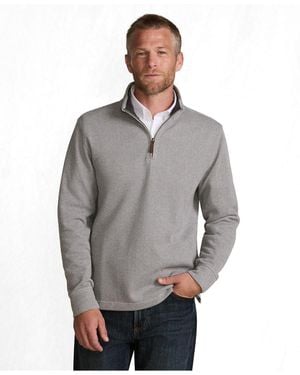 Lands' End Big & Tall Bedford Rib Casual Quarter Zip Sweater - Gray