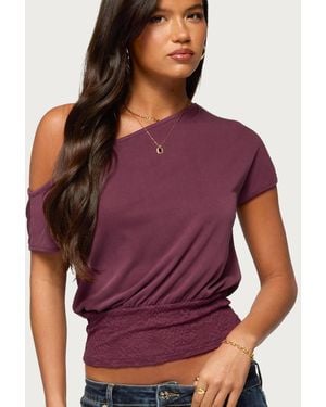Edikted Michy Off Shoulder Lacey Top - Purple
