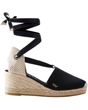 VISCATA Escala Canvas Espadrille Wedges - Black