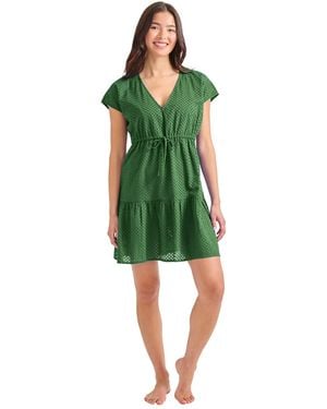 dark green tennis dress Two summer dresses. H&M short sleeve green, pink, purple, orange floral dress. Primary rainbow tie dye short sleeve dress with side pockets. Size 10 main image 1