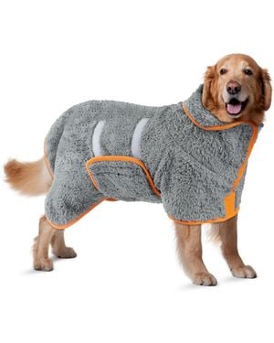 Aronkl Dog Bathrobe Quick Drying Super Absorbent Soft Warm Adjustable Machine Washable Pet Towel Supplies - Blue