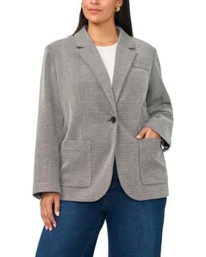 Vince Camuto Plus Size Single-button Mid-length Stretch Blazer - Gray