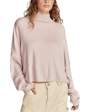 Lucky Brand Cloud Ribbed Knit Mock Neck Top - Natural