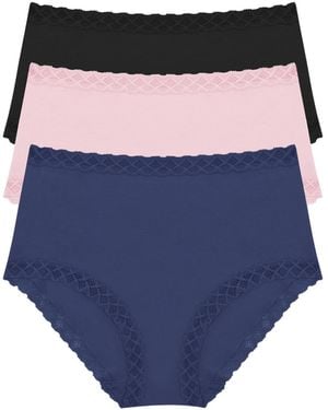 Natori Bliss Supima Cotton Full Brief 3 Pack - Blue