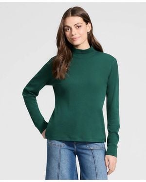 Lands' End Relaxed Cotton Long Sleeve Mock Turtleneck - Green