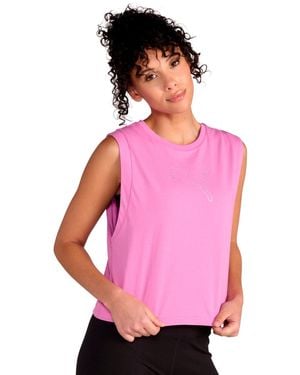 PUMA Rhinestone Cat Logo Relaxed Crewneck Tank Top - Pink