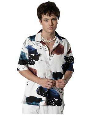 Campus Sutra Abstract Blob Oversized Shirt - Black