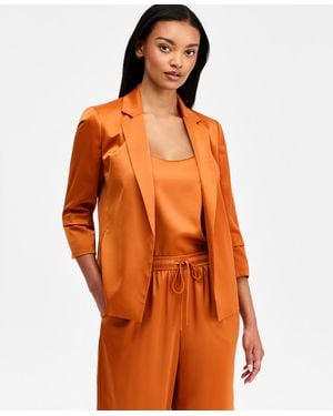 BarIII Satin Open-front Blazer - Orange