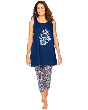 Dreams & Co. Scoopneck Tank & Capri legging Pj Set - Blue