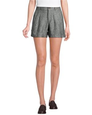 Lands' End High Rise Pleated A-line 5" Linen Shorts - Blue