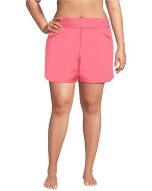 Lands' End 5" Quick Dry Elastic Waist Board Shorts Swim Cover-up Shorts - Pink