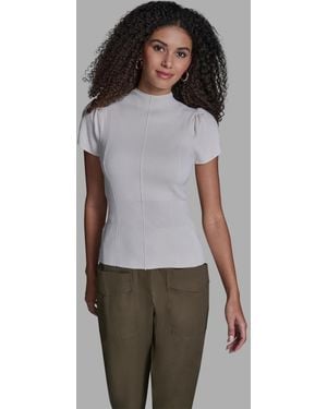 BCBGMAXAZRIA Tulip Sleeve Cinch Waist Pull-on Top - Gray