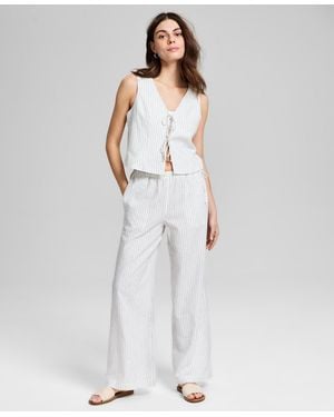 And Now This Wide-leg Side-tie Striped Pants - White