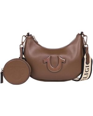 TRUE RELIGION Logo Strap Crescent Hobo - Brown